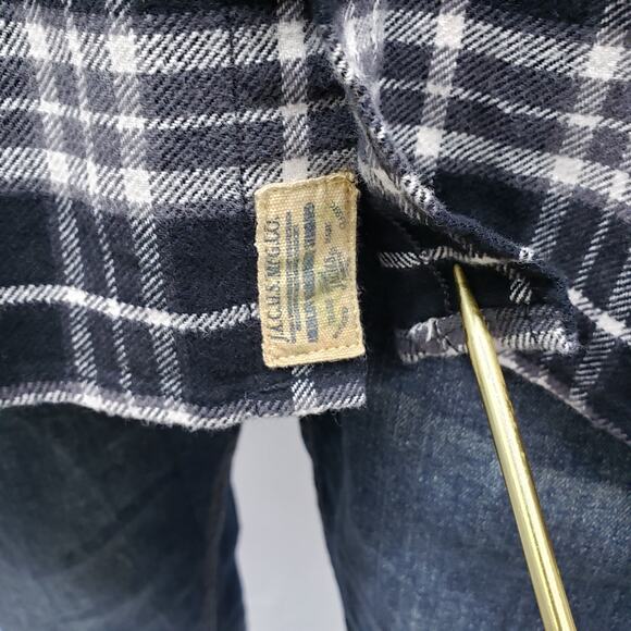 JACHS New York Flannel Shirt Plaid Black White Two Pockets Heavy Men 2XL XXL - Picture 8 of 14